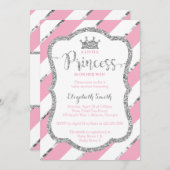 リトルプリンセスベビーシャワー招待状フェイクグリッター 招待状 (正面/裏面)