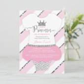 リトルプリンセスベビーシャワー招待状フェイクグリッター 招待状 (スタンド正面)