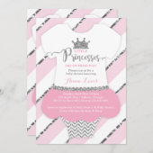 リトルプリンセスベビーシャワー招待状フェイクグリッター 招待状 (正面/裏面)