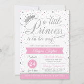リトルプリンセスベビーシャワー招待状フェイクグリッター 招待状 (正面)