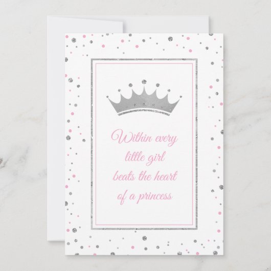 リトルプリンセスベビーシャワー招待状フェイクグリッター 招待状 (裏面)