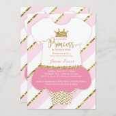 リトルプリンセスベビーシャワー招待状フェイクグリッター 招待状 (正面/裏面)