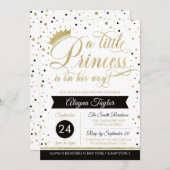 リトルプリンセスベビーシャワー招待状フェイクグリッター 招待状 (正面/裏面)