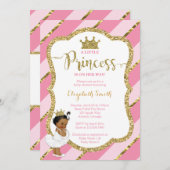 リトルプリンセスベビーシャワー招待状フェイクグリッター 招待状 (正面/裏面)