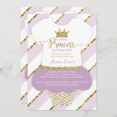 リトルプリンセスベビーシャワー招待状フェイクグリッター 招待状 (正面/裏面)