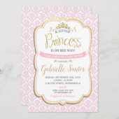 リトルプリンセスベビーシャワー招待状 ガール ピンク 招待状 (正面/裏面)