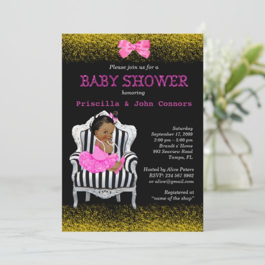 リトルプリンセスベビーシャワー招待状，ピンク 招待状 (スタンド正面)