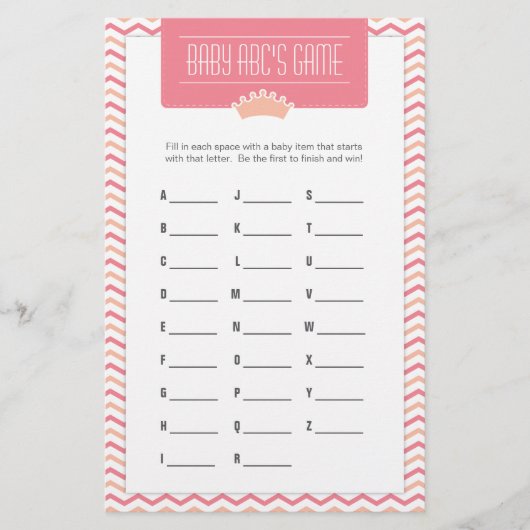 リトルプリンセスベビーシャワーABCsゲーム (正面)