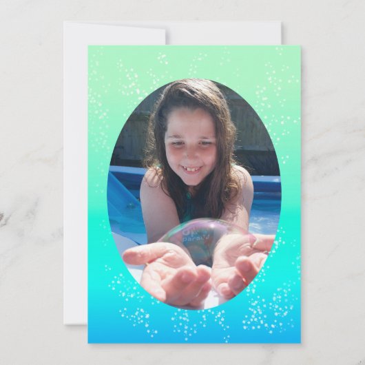 リトルプリンセスマーメイドバブル誕生日写真 招待状 (裏面)