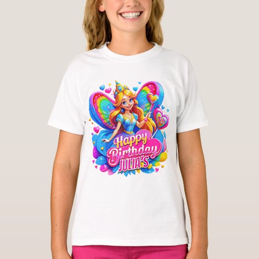 リトルプリンセス妖精レインボーウィングス、誕生日ギフト Tシャツ (正面)