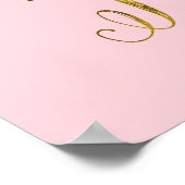 リトルプリンセス引用文フェイクゴールドフォイルグリッターピンク ポスター (角)