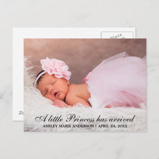 リトルプリンセス新生児写真の発表 案内ポストカード (正面/裏面)