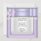 リトルプリンセス最初の誕生日パーティフォトパープル 招待状 (裏面)