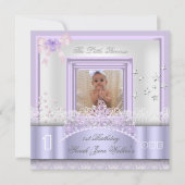 リトルプリンセス最初の誕生日パーティフォトパープル 招待状 (正面)
