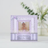 リトルプリンセス最初の誕生日パーティフォト薄紫2 招待状 (スタンド正面)