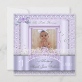 リトルプリンセス最初の誕生日パーティフォト薄紫2 招待状 (正面)