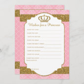 リトルプリンセス王室のピンク&金ゴールドベビーの願い アドバイスカード (正面/裏面)