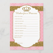 リトルプリンセス王室のピンク&金ゴールドベビーの願い アドバイスカード (正面)