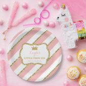 リトルプリンセス紙プレート、ピンク、金ゴールドグリッター ペーパープレート (パーティー)
