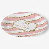 リトルプリンセス紙プレート、ピンク、金ゴールドグリッター ペーパープレート (アングル)