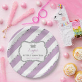 リトルプリンセス紙プレート、紫、銀 ペーパープレート (パーティー)