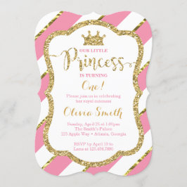 リトルプリンセス誕生日招待状インピンク&金ゴールド 招待状