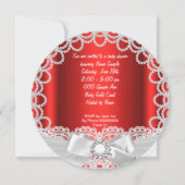 リトルプリンセス赤ちゃんシャワーかわいい赤ちゃん女の子レッド2 招待状 (裏面)