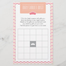 リトルプリンセス赤ちゃんシャワービンゴゲームカード 便箋