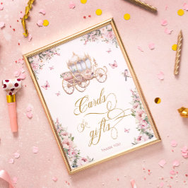 リトルプリンセス赤面ピンクフローラカードとギフト ポスター