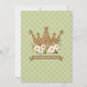 リトルプリンセス赤面ミント金ゴールドベ王室のビーシャワー 招待状 (裏面)