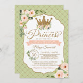 リトルプリンセス赤面ミント金ゴールドベ王室のビーシャワー 招待状 (正面/裏面)