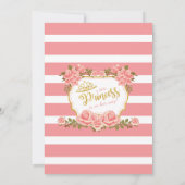 リトルプリンセス金ゴールドクラウンピンクフローラ赤ちゃんシャワー 招待状 (裏面)