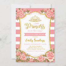 リトルプリンセス金ゴールドクラウンピンクフローラ赤ちゃんシャワー