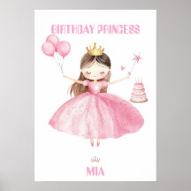 リトルプリンセス1歳の誕生日ポスター女の子用カスタムデザイン