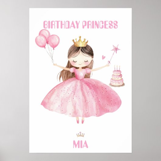 リトルプリンセス1歳の誕生日ポスター女の子用カスタムデザイン ポスター (正面)