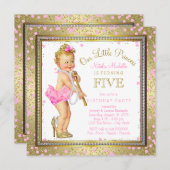 リトルプリンセス5th誕生日パーティー 招待状 (正面/裏面)