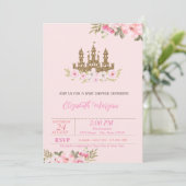 リトルプリンセス、グリッター城、フローラベビーシャワー 招待状 (スタンド正面)