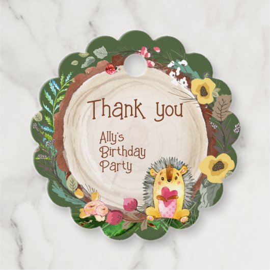 リトルヘッジホッグウッドランドアニマルパーティー フェイバータグ (正面)