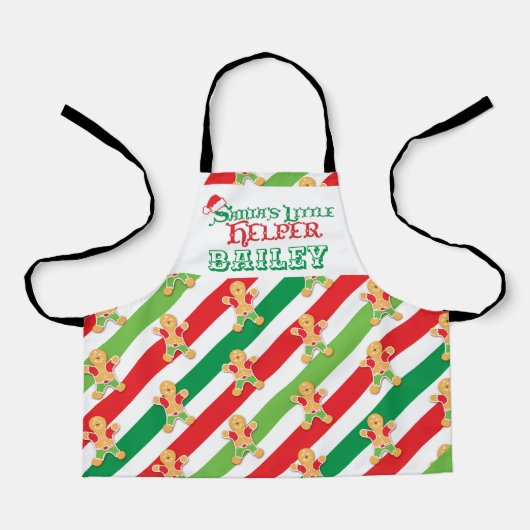 リトルヘルパーベーキングジンジャーブレッドマン赤緑 エプロン (正面)