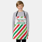リトルヘルパーベーキング赤緑ストライプ色 エプロン (着用した状態)