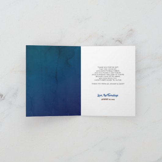 リトルベアカウボーイベイビーシャワーのお礼 サンキューカード (内部)