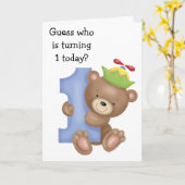 リトルベアキッズファースト誕生日カード カード (黄色い花)