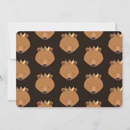 リトルベアクラウン1かわいい動物最初の誕生日 招待状 (裏面)