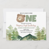 リトルベアターニングワンバースデー招待状 サンキューカード (正面)