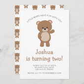 リトルベアターニング二つのウッドランド2誕生日 招待状 (正面/裏面)