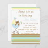 リトルベアブルーベイビーシャワー招待状 招待状 (正面/裏面)