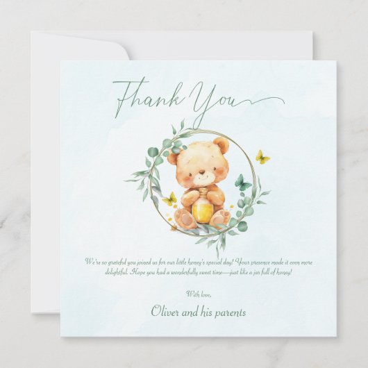 リトルベアホールディングハニーチャイルスウィート誕生日 サンキューカード (正面)