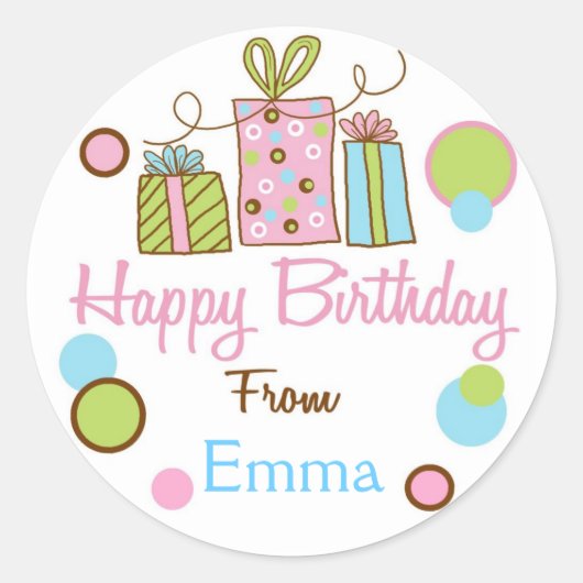 リトルベアン誕生日ギフトステッカー ラウンドシール (正面)