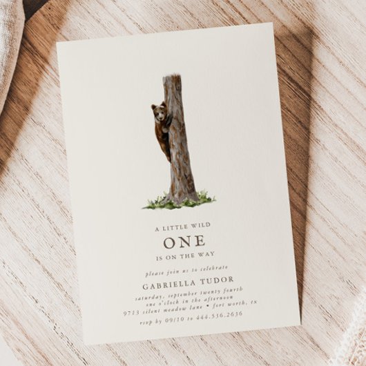 リトルベア洗練された野生の森の赤ちゃんシャワー 招待状