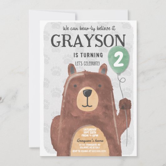 リトルベア誕生日招待状 招待状 (正面)